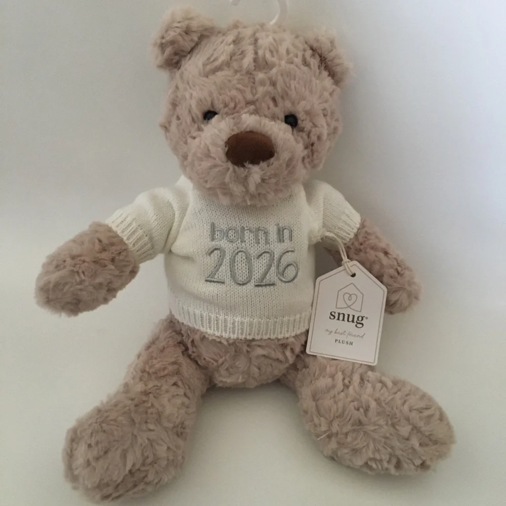 NEW Plush Bear with Sweater Embroidered Born in 2026 CuddleToy Newborn Gift